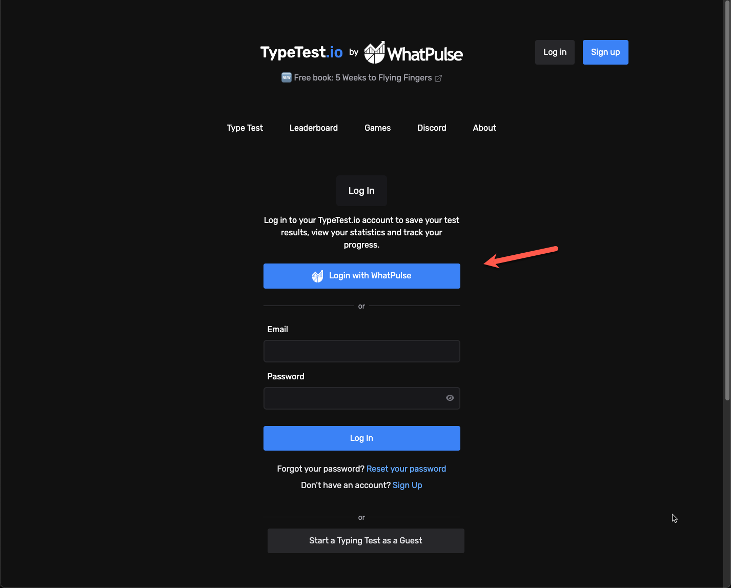 TypeTest login with WhatPulse
