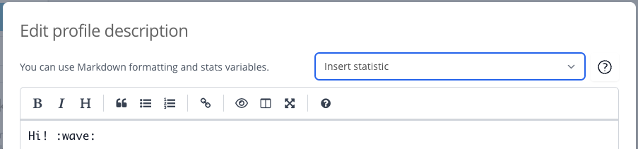 WhatPulse profile editor insert statistics screenshot